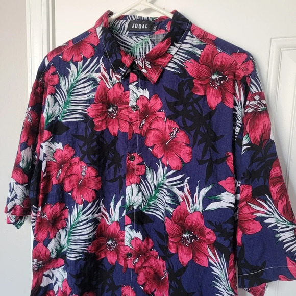 Pair Of Jogal Mens Bright Colorful Hawaiian Floral Shirts. Short Sleeve. 2xl - Picture 3 of 9